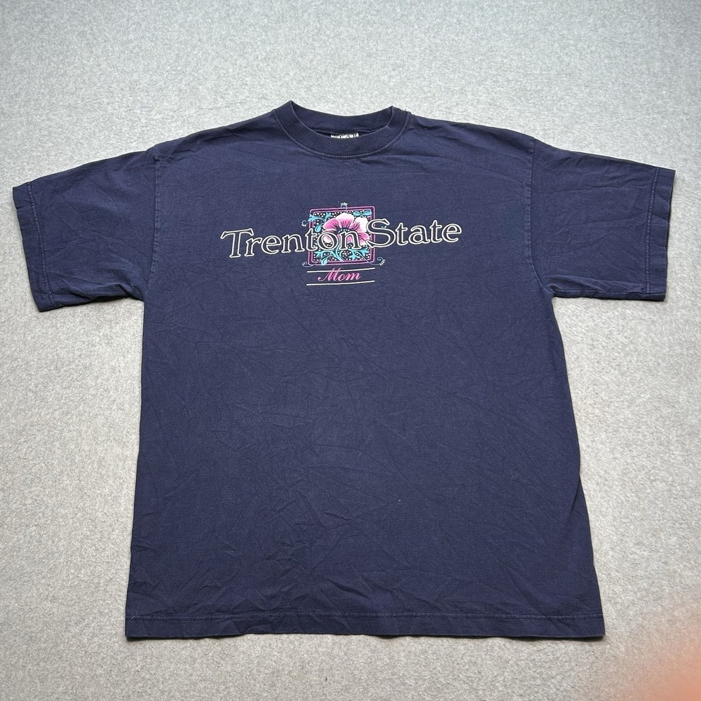 Vintage 90sT Trenton State University Mom Blue‎ TShirt Size L Made In USA